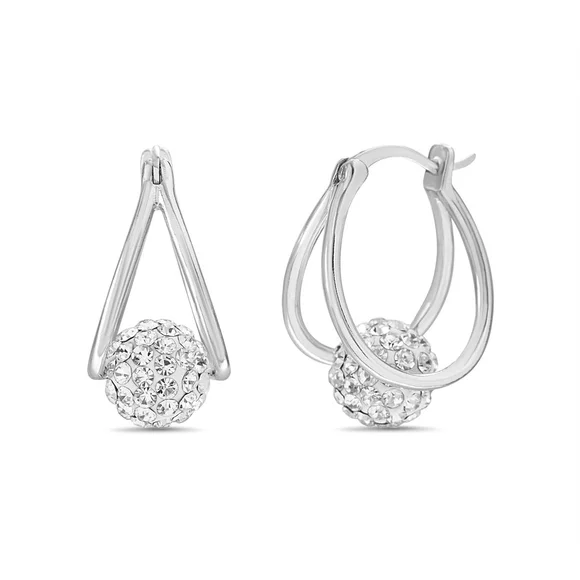 LESA MICHELE Crystal & Silvertone Ball Pavé Split Hoop Earrings - Picture 11 of 13